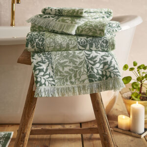 Alternative view of William Morris At Home Rose Stripe 100% Cotton Towels - Sage