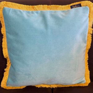 Sophie Robinson Plain Jane Filled Fringe Scatter Cushion in Aqua 43 x 43cm
