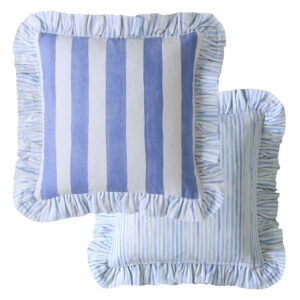 Bluebellgray Sunday Stripe Microfibre Filled 100% Cotton Cushion 45 x 45cm - Blue