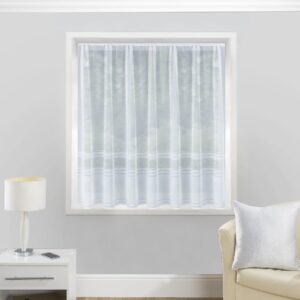 Hudson Pre Cut Lace Net Curtain Panel - White