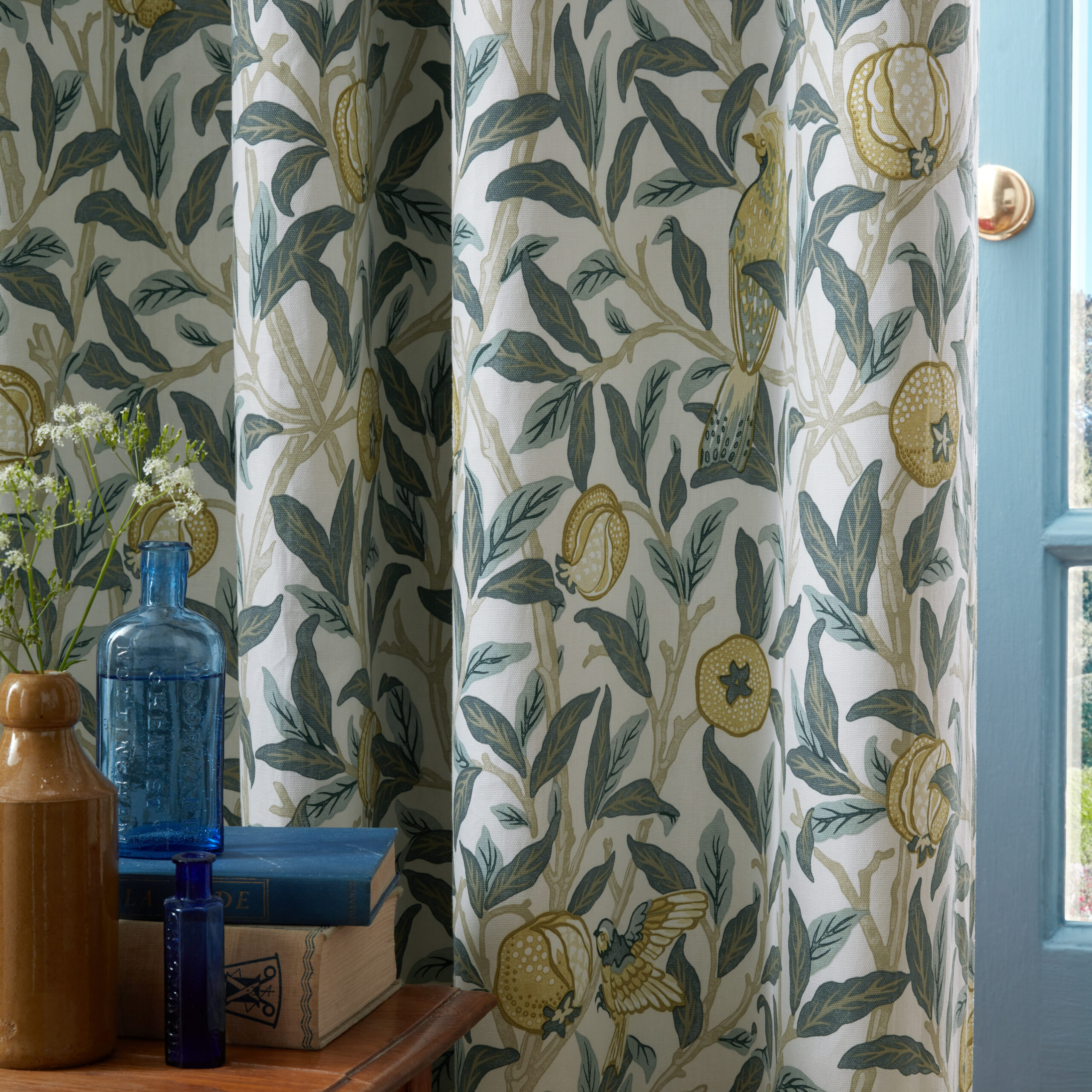 William Morris At Home Bird And Pomegranate Blackout Eyelet Curtains - Mineral - Image 3