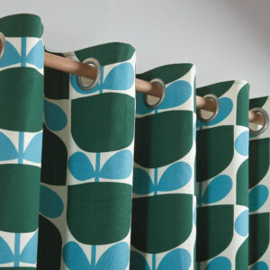Alternative view of Orla Kiely Block Stem Lined Eyelet Curtains - Jade CLEARANCE SALE