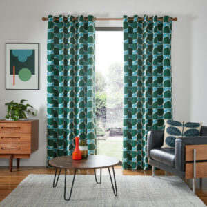 Orla Kiely Block Stem Lined Eyelet Curtains - Jade CLEARANCE SALE