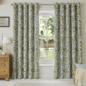 William Morris At Home Honeysuckle Blackout Lined Eyelet Curtains - Powder Blue