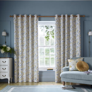 Laura Ashley Longston Sprig Eyelet Curtains In Ochre Yellow