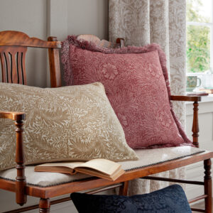 William Morris At Home Marigold Microfibre Filled Cushion 50 x 50cm - Brick Pink