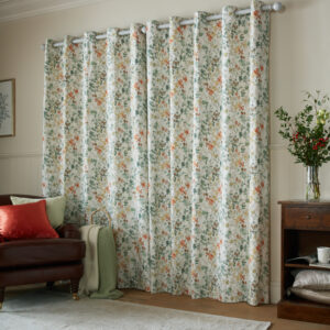 Alternative view of Laura Ashley Old Castle Leaves Eyelet Curtains in Fern Green