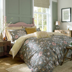 William Morris At Home Spring Thicket 100% Cotton Sateen Duvet Cover Set - Mineral