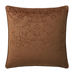 William Morris At Home Strawberry Thief Embossed Filled Cushion 50x50cm - Saffron