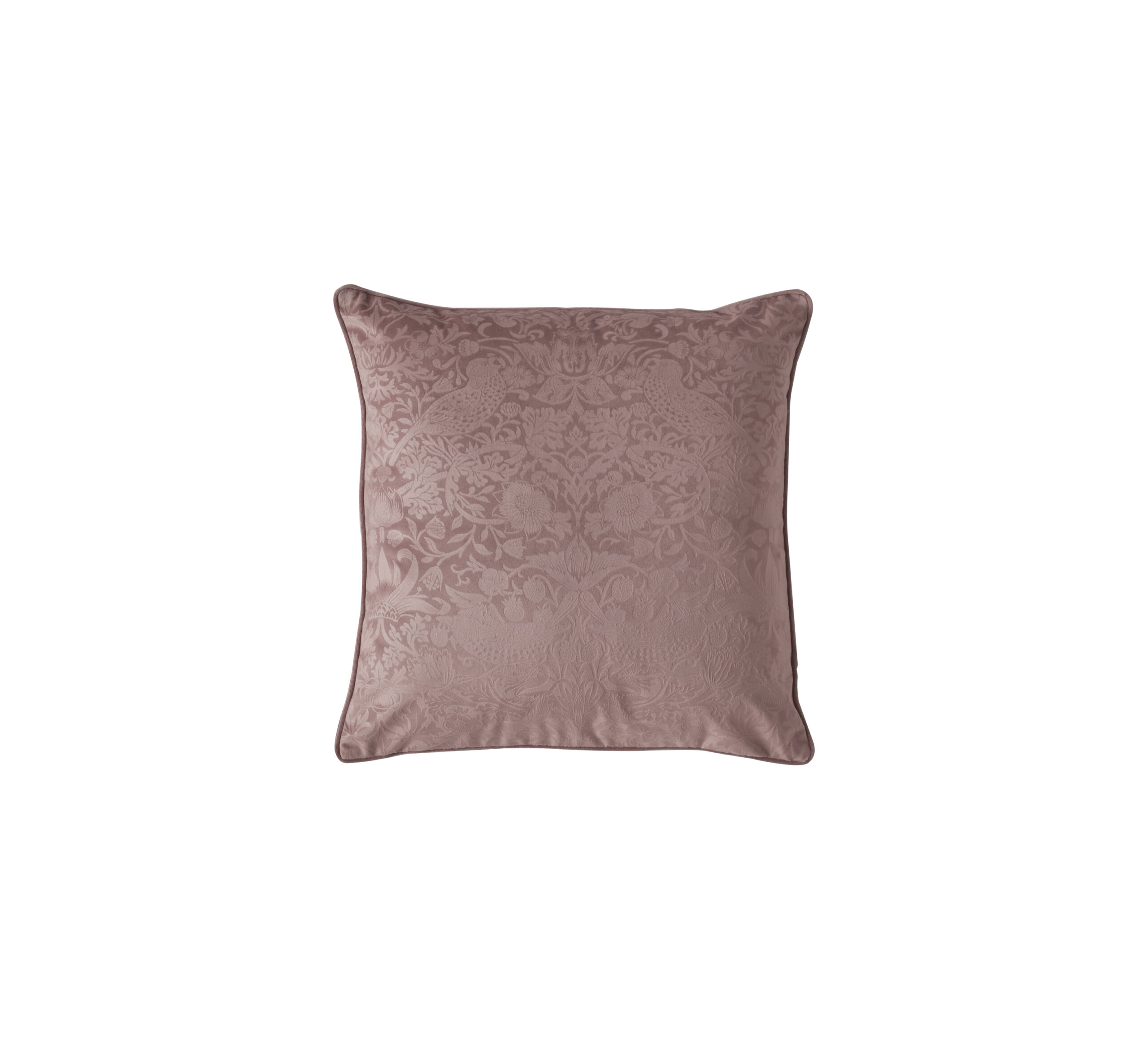 William Morris At Home Strawberry Thief Embossed Filled Cushion 50x50cm - Tea Rose