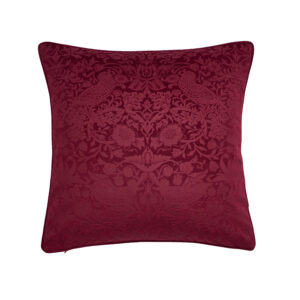 William Morris At Home Strawberry Thief Embossed Filled Cushion 50x50cm - Berry