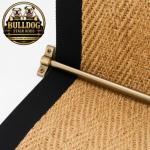 1 x Antique Brass Stair Runner Carpet Rod with Flat End Finials