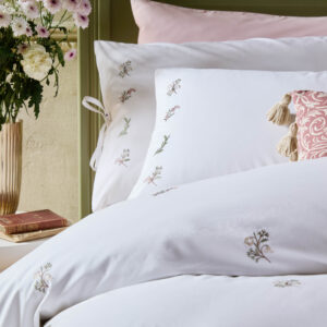 Alternative view of Historic Royal Palaces Victoria Sprig Embroidery 100% Cotton Duvet Cover Set - Rose Pink Sage