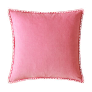 Bluebellgray Blanket Stitch Microfibre Filled 100% Cotton Cushion 45 x 45cm - Coral Pink