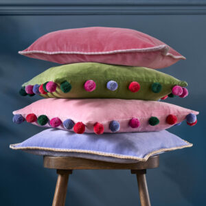 Alternative view of Bluebellgray Blanket Stitch Microfibre Filled 100% Cotton Cushion 45 x 45cm - Coral Pink