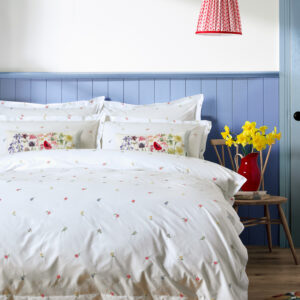 Bluebellgray Daisy Embriodery 100% Cotton Duvet Cover Set - Multi