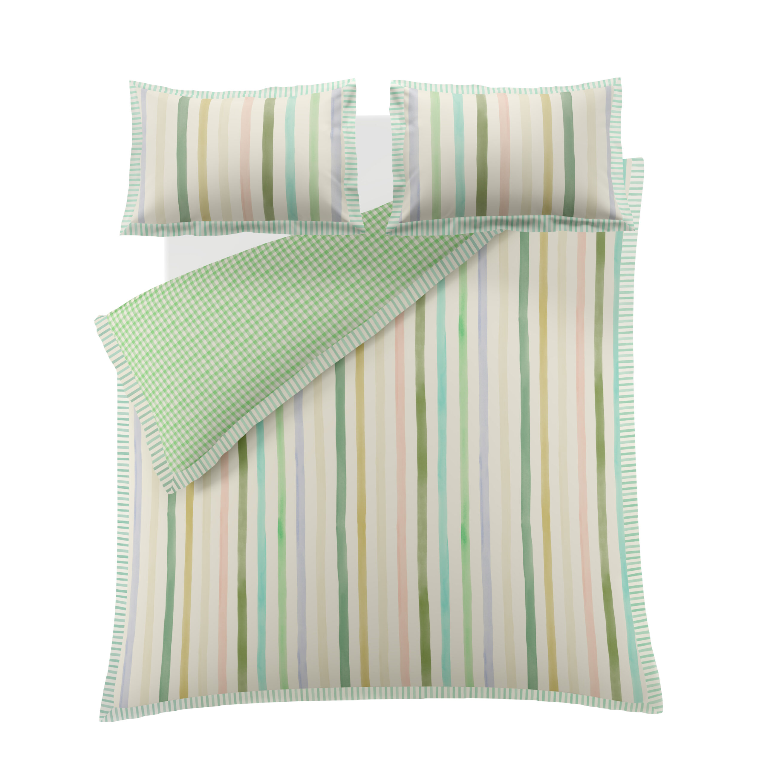 Bluebellgray Sunday Stripe 100% Cotton Duvet Cover Set - Botanical Green - Image 4
