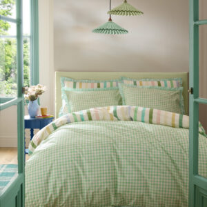 Alternative view of Bluebellgray Sunday Stripe 100% Cotton Duvet Cover Set - Botanical Green