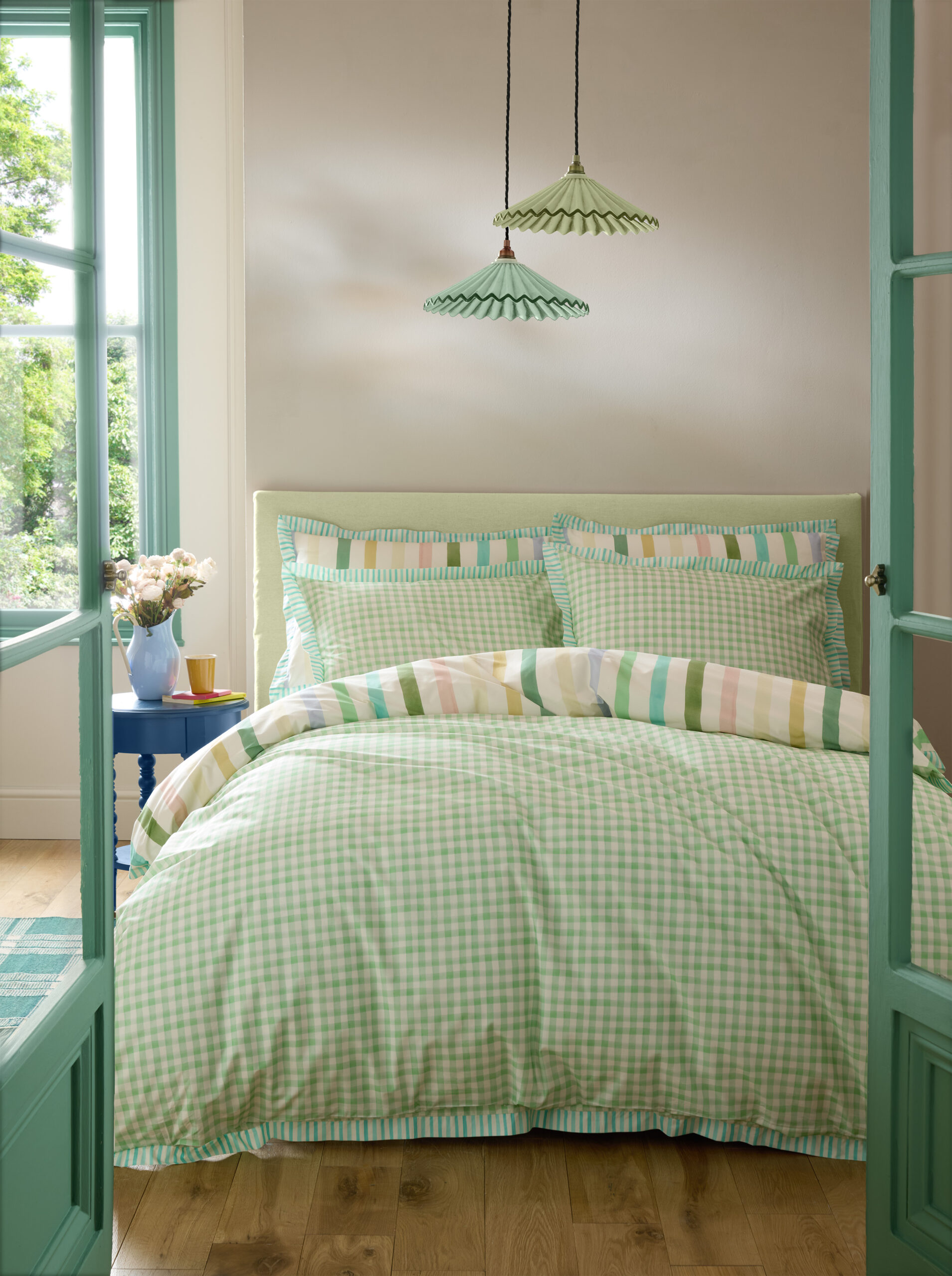 Bluebellgray Sunday Stripe 100% Cotton Duvet Cover Set - Botanical Green - Image 2