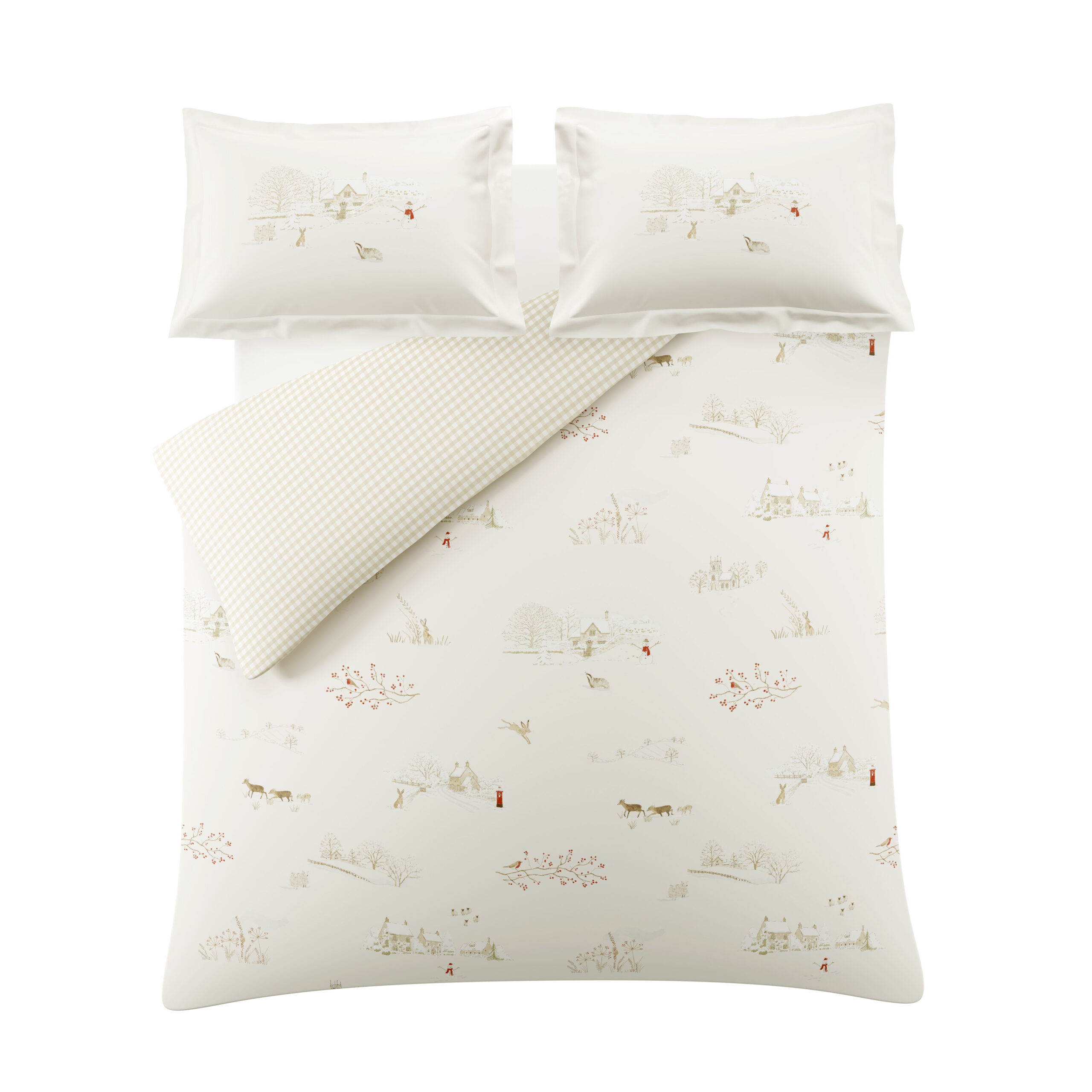 Sophie Allport Winter Scene 100% Cotton 200 Thread Count Duvet Cover Set – Off White - Image 4