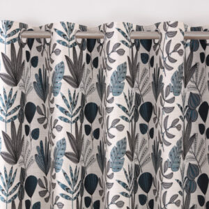Alternative view of Rushmere Contemporary Woven Floral Eyelet Header Readymade Curtains - Atlantic