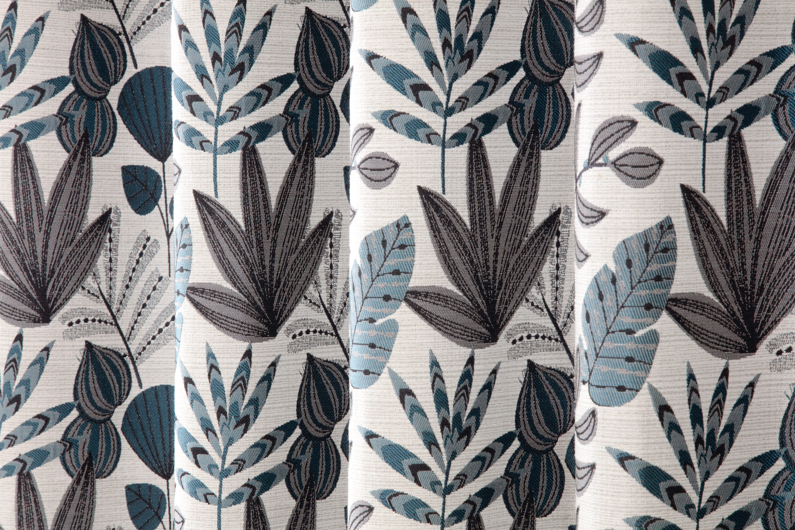 Rushmere Contemporary Woven Floral Eyelet Header Readymade Curtains - Atlantic - Image 3