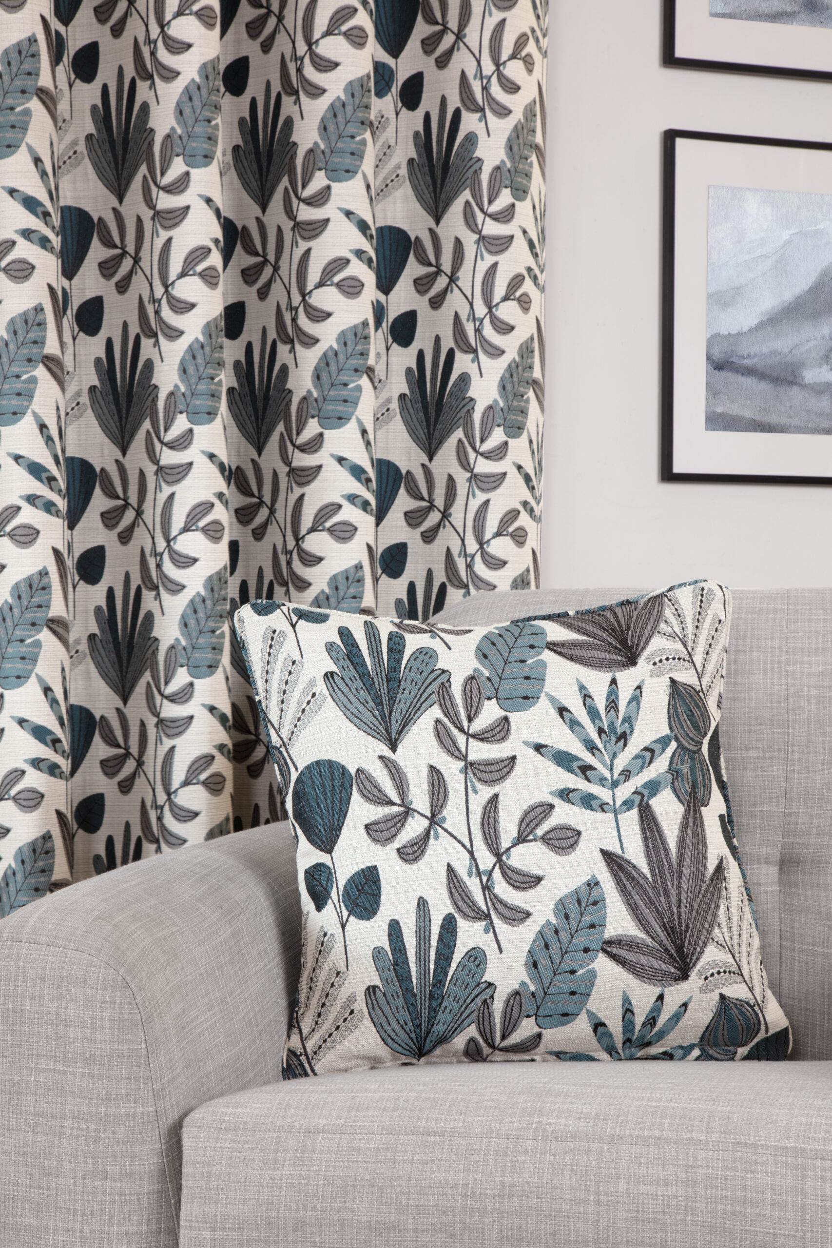 Rushmere Contemporary Woven Floral Eyelet Header Readymade Curtains - Atlantic - Image 4