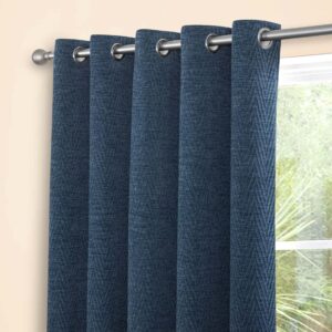 Alternative view of London Thermal Herringbone Eyelet Header Lined Curtains - Kingfisher