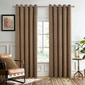 London Thermal Herringbone Eyelet Header Lined Curtains - Oatmeal