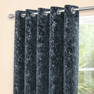 Alternative view of Richard Thermal Contemporary Cut Velvet Eyelet Header Lined Curtains - Charcoal