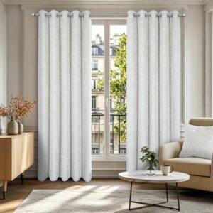 Richard Thermal Contemporary Cut Velvet Eyelet Header Lined Curtains - Pearl